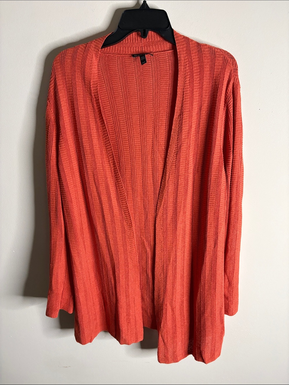 Eileen Fisher Coral Open-Front Ribbed Cardigan